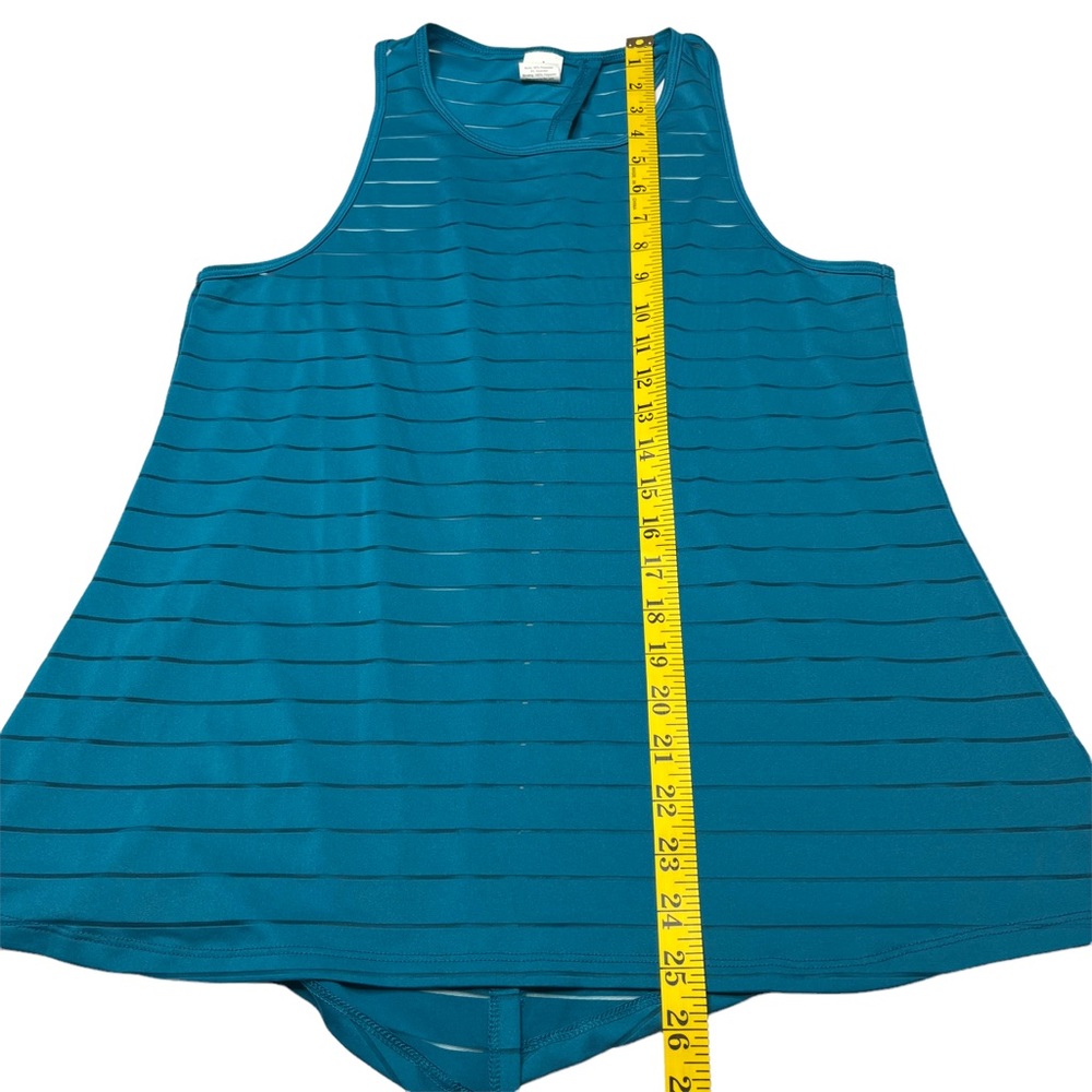 BCG Womens Green Sheer Striped Open Back Polyester Back Athletic Top Size Medium - Picture 5 of 13